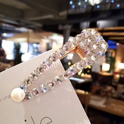 Nagy teli kristály Hajtűk Clipek Női Fej Ékszer Koreai Arany Gyöngy Hajtűk Fejfedők Esküvői Haj Kiegészítők Ajándék
