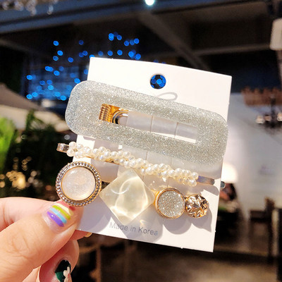 3 ks/sada módnych sponiek do vlasov pre ženy, vlasové doplnky, vintage akrylové flitrované BB sponky do vlasov, dievčenské imitácie perál, sponky do vlasov, šperky