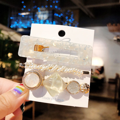 3 ks/sada módnych sponiek do vlasov pre ženy, vlasové doplnky, vintage akrylové flitrované BB sponky do vlasov, dievčenské imitácie perál, sponky do vlasov, šperky