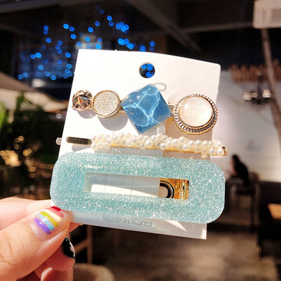 3 ks/sada módnych sponiek do vlasov pre ženy, vlasové doplnky, vintage akrylové flitrované BB sponky do vlasov, dievčenské imitácie perál, sponky do vlasov, šperky