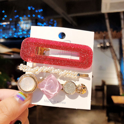 3 ks/sada módnych sponiek do vlasov pre ženy, vlasové doplnky, vintage akrylové flitrované BB sponky do vlasov, dievčenské imitácie perál, sponky do vlasov, šperky