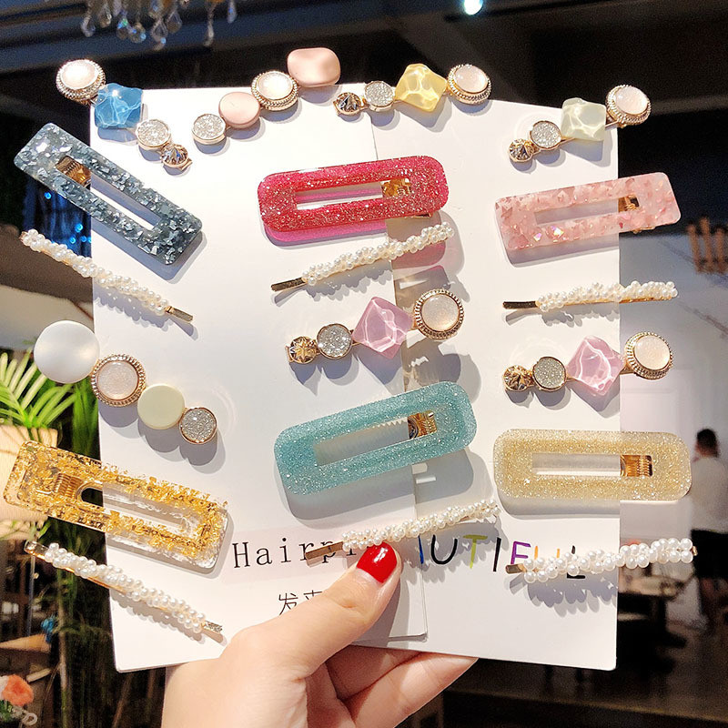 3 ks/sada módnych sponiek do vlasov pre ženy, vlasové doplnky, vintage akrylové flitrované BB sponky do vlasov, dievčenské imitácie perál, sponky do vlasov, šperky