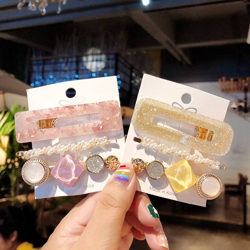 3 ks/sada módnych sponiek do vlasov pre ženy, vlasové doplnky, vintage akrylové flitrované BB sponky do vlasov, dievčenské imitácie perál, sponky do vlasov, šperky