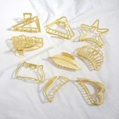 Agrafe punk cu gheare de păr din metal auriu mat, pentru femei, accesorii pentru păr, la modă, geometrică, cu inimă de fluture, crab pentru accesorii de păr groase