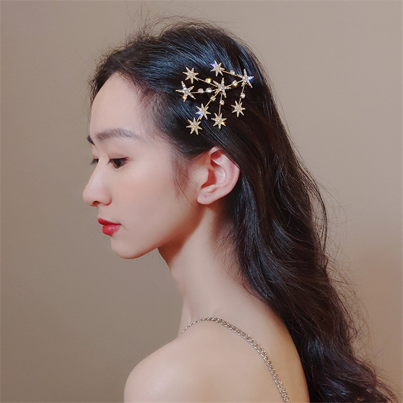 Agrafă de păr mare de lux pentru femei Accesorii de păr la modă Bijuterii cu strass, stea, copac, aur argintiu, agrafe de păr nuntă 2020 nou