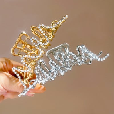 Oversize Crystal Gold Silver Metal Crab Hajcsattok Gyöngy haj Kiegészítők Női Trend Geometric Cross Hair Claw Clamp 2022