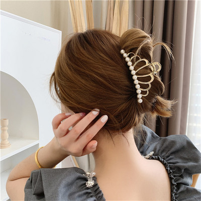 Oversize Crystal Gold Silver Metal Crab Hajcsattok Gyöngy haj Kiegészítők Női Trend Geometric Cross Hair Claw Clamp 2022