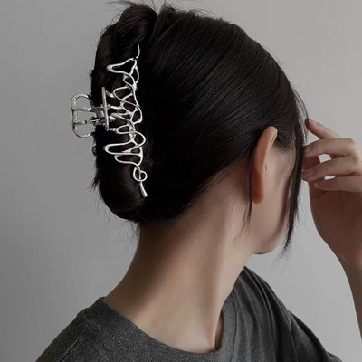 Oversize Crystal Gold Silver Metal Crab Hajcsattok Gyöngy haj Kiegészítők Női Trend Geometric Cross Hair Claw Clamp 2022
