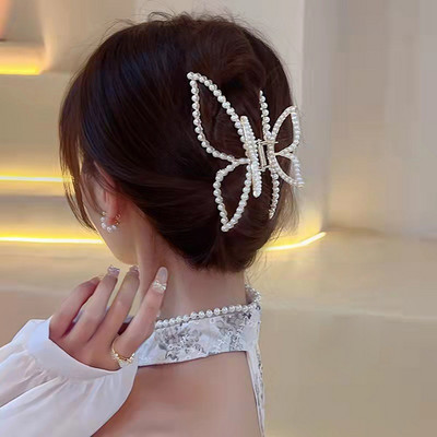 Oversize Crystal Gold Silver Metal Crab Hajcsattok Gyöngy haj Kiegészítők Női Trend Geometric Cross Hair Claw Clamp 2022