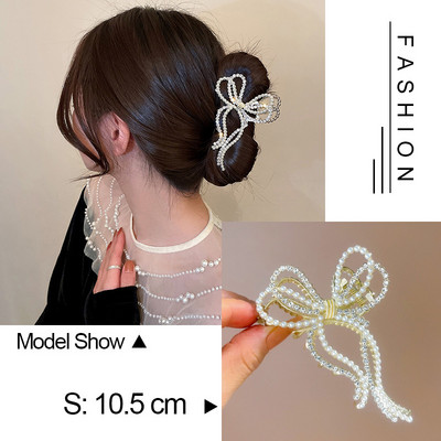 Oversize Crystal Gold Silver Metal Crab Hajcsattok Gyöngy haj Kiegészítők Női Trend Geometric Cross Hair Claw Clamp 2022