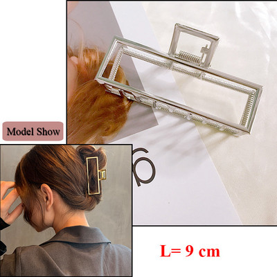 Oversize Crystal Gold Silver Metal Crab Hajcsattok Gyöngy haj Kiegészítők Női Trend Geometric Cross Hair Claw Clamp 2022