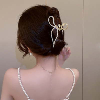 Oversize Crystal Gold Silver Metal Crab Hajcsattok Gyöngy haj Kiegészítők Női Trend Geometric Cross Hair Claw Clamp 2022