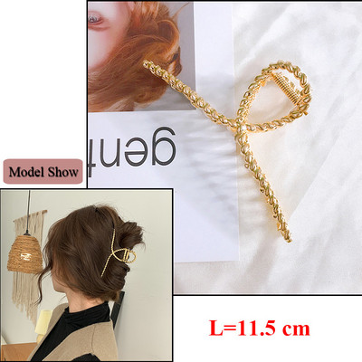 Oversize Crystal Gold Silver Metal Crab Hajcsattok Gyöngy haj Kiegészítők Női Trend Geometric Cross Hair Claw Clamp 2022