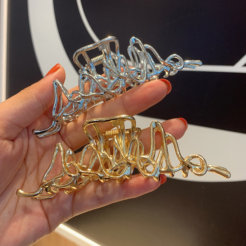 Oversize Crystal Gold Silver Metal Crab Hajcsattok Gyöngy haj Kiegészítők Női Trend Geometric Cross Hair Claw Clamp 2022