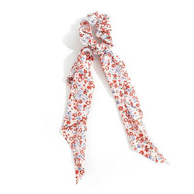 Panglică cu imprimare florală în stil 37 Benzi elastice pentru păr Papion Scrunchies pentru femei Nouă eșarfă lungă Bentite din șifon Accesorii pentru păr