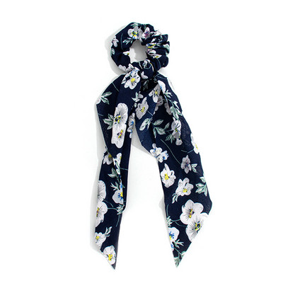 Panglică cu imprimare florală în stil 37 Benzi elastice pentru păr Papion Scrunchies pentru femei Nouă eșarfă lungă Bentite din șifon Accesorii pentru păr