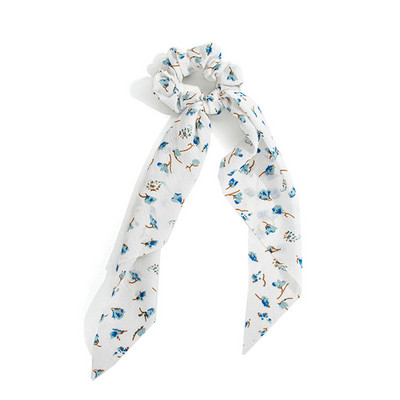 Panglică cu imprimare florală în stil 37 Benzi elastice pentru păr Papion Scrunchies pentru femei Nouă eșarfă lungă Bentite din șifon Accesorii pentru păr