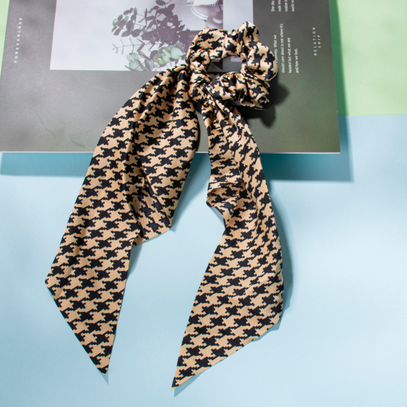 Panglică cu imprimare florală în stil 37 Benzi elastice pentru păr Papion Scrunchies pentru femei Nouă eșarfă lungă Bentite din șifon Accesorii pentru păr