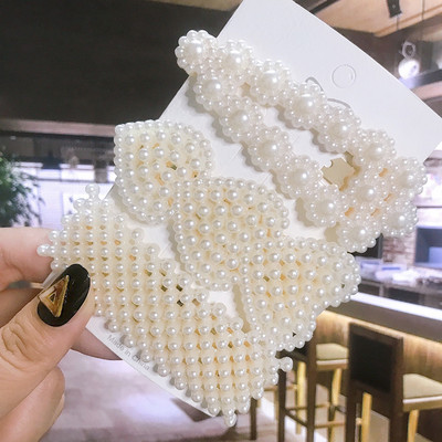 3 buc/set de perle din plastic Barette agrafă de păr pentru femei Accesorii de păr la modă coreeană geometrică agrafă de păr pentru femei Oranments
