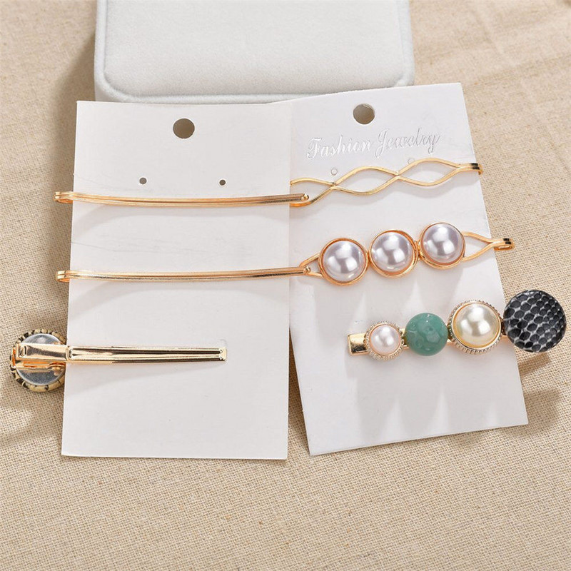 Set de 3 bucăți pentru femei, ace pentru accesorii de păr, perle simulate, Bobby Barrette din piele, imprimeu leopard, bijuterii etnice vintage pentru cap