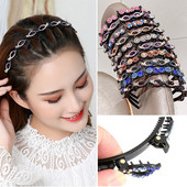 Benzine de păr de cristal pentru femei Breton împletit Coafura Bandă de păr din rășină neagră cu dinți Accesorii de păr 2021 Agrafă de păr nouă pentru fete