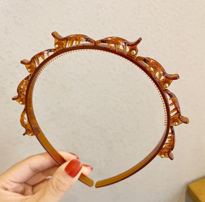 Benzine de păr de cristal pentru femei Breton împletit Coafura Bandă de păr din rășină neagră cu dinți Accesorii de păr 2021 Agrafă de păr nouă pentru fete