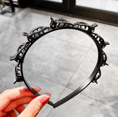 Benzine de păr de cristal pentru femei Breton împletit Coafura Bandă de păr din rășină neagră cu dinți Accesorii de păr 2021 Agrafă de păr nouă pentru fete