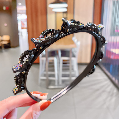 Benzine de păr de cristal pentru femei Breton împletit Coafura Bandă de păr din rășină neagră cu dinți Accesorii de păr 2021 Agrafă de păr nouă pentru fete