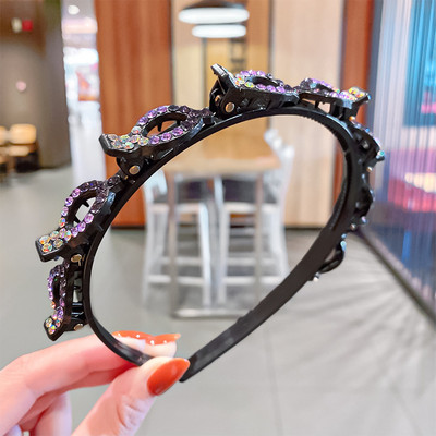 Benzine de păr de cristal pentru femei Breton împletit Coafura Bandă de păr din rășină neagră cu dinți Accesorii de păr 2021 Agrafă de păr nouă pentru fete