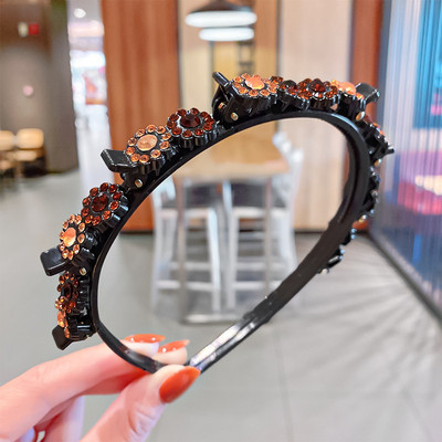 Benzine de păr de cristal pentru femei Breton împletit Coafura Bandă de păr din rășină neagră cu dinți Accesorii de păr 2021 Agrafă de păr nouă pentru fete