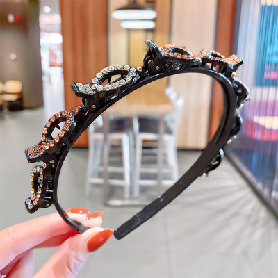Benzine de păr de cristal pentru femei Breton împletit Coafura Bandă de păr din rășină neagră cu dinți Accesorii de păr 2021 Agrafă de păr nouă pentru fete