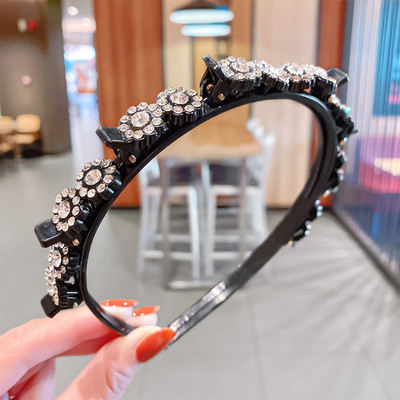 Benzine de păr de cristal pentru femei Breton împletit Coafura Bandă de păr din rășină neagră cu dinți Accesorii de păr 2021 Agrafă de păr nouă pentru fete