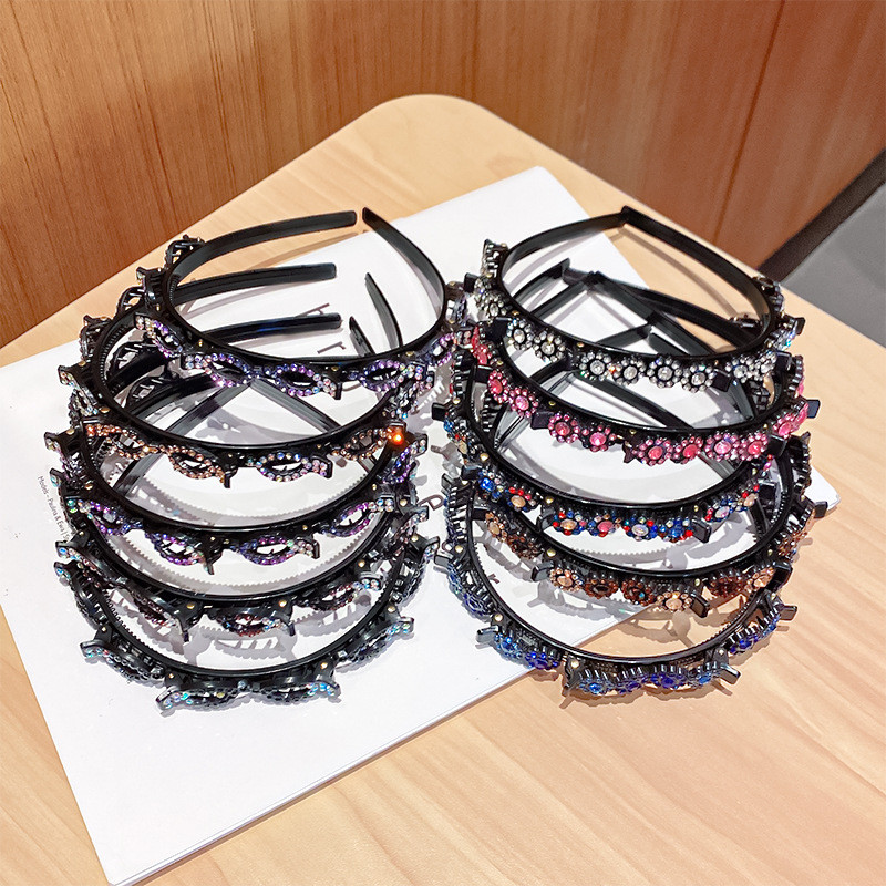 Benzine de păr de cristal pentru femei Breton împletit Coafura Bandă de păr din rășină neagră cu dinți Accesorii de păr 2021 Agrafă de păr nouă pentru fete