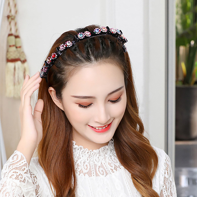 Benzine de păr de cristal pentru femei Breton împletit Coafura Bandă de păr din rășină neagră cu dinți Accesorii de păr 2021 Agrafă de păr nouă pentru fete