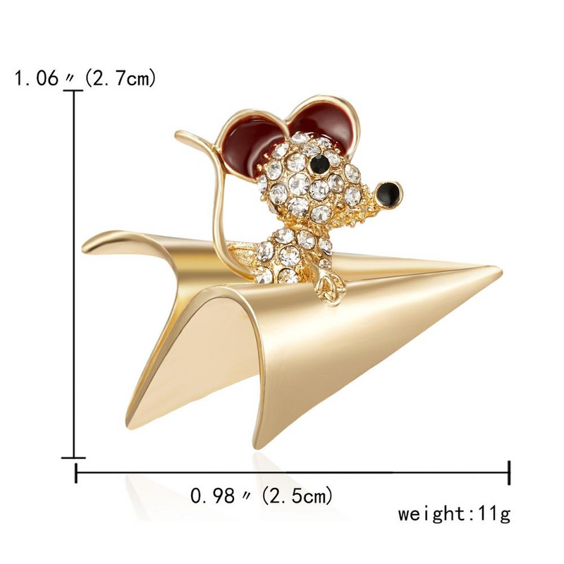 Email Zodiac Sobolan An Soarece Animal Brosa Hârtie Avion Perla Strass Brosa Mica Ace Femei Palton Rochie Accesorii drăguțe