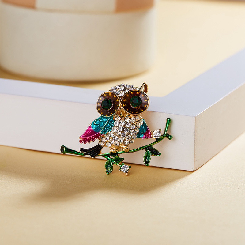 La modă email emailat papagal cioara bufniță broșe pasăre ace femei moda ramură animale drăguț ace costume rochie pălărie eșarfă copii bijuterii casual