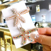 Agrafe de păr mari stea de mare Bijuterii de modă Din aliaj de aur Simulare de perle Cristal Agrafe Agrafe elegante în stil coreean 2020