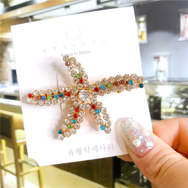 Agrafe de păr mari stea de mare Bijuterii de modă Din aliaj de aur Simulare de perle Cristal Agrafe Agrafe elegante în stil coreean 2020