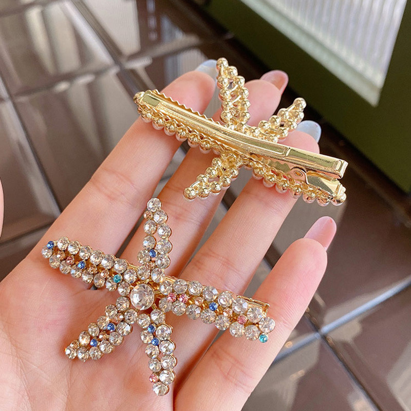 Agrafe de păr mari stea de mare Bijuterii de modă Din aliaj de aur Simulare de perle Cristal Agrafe Agrafe elegante în stil coreean 2020