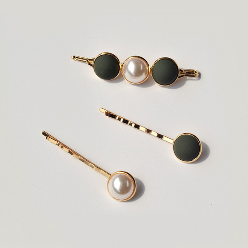 3 buc/set de ace de păr perle simulate, accesorii, barete pentru femei, rășină, rotundă, aur, clemă pentru cap, bijuterii pentru cap pentru fete