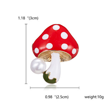 Rinhoo Cute Mushroom Γυναικείες καρφίτσες Κίτρινο Μπλε Κόκκινο Μόδα Κοσμήματα Προσομοίωση Μαργαριτάρι σμάλτο φυτό καρφίτσες καρφίτσας για κορίτσια