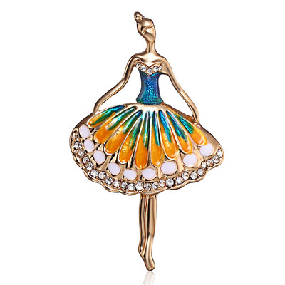 Drăguțe dansatoare fete balet sport broșe pentru femei gimnastică artistică email perlat rochie minunată ace haine accesorii bijuterii