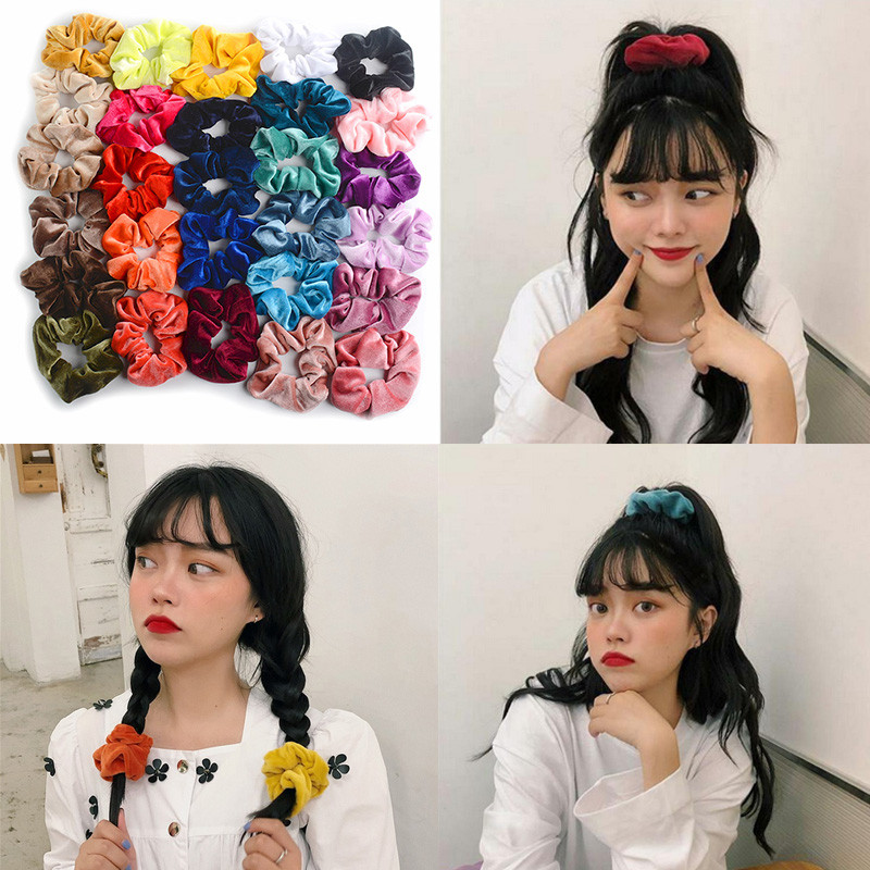 Scrunchie simplu, din catifea, benzi elastice de păr pentru fete, accesorii de păr, pentru femei, modă, suport moale pentru coadă de cal, cadouri pentru coadă de gumă pentru cravată