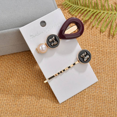 Picătură mare de apă Agrafă de păr pentru femei Bijuterii vintage Rășină Perla simulată Accesorii pentru păr Fluture negru Ace de aur Accesorii pentru cap 2019