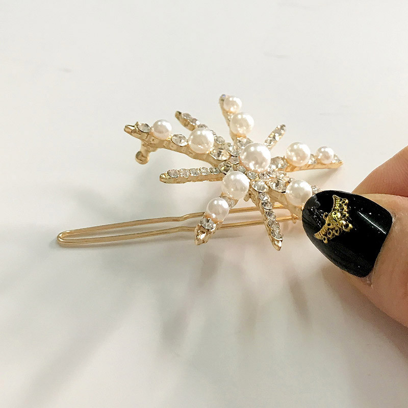 Agrafă de păr cu flori de șarpe de modă Accesorii pentru femei, perle de simulare, cu strasuri, cleme de păr de culoare aurie, pentru bijuterii Gilr 2020