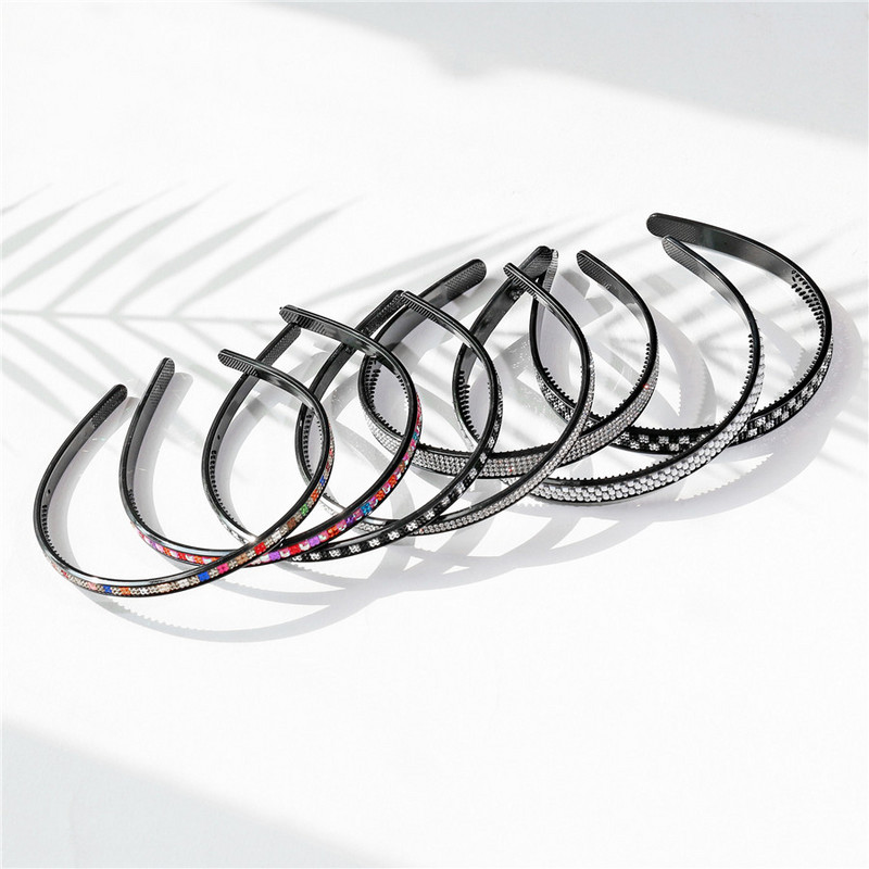 Bentițe de păr pentru femei, pieptene din plastic negru, bentițe pentru fete, strasuri pavate, ciupituri de modă pentru accesorii de păr, cerc pentru cap sport