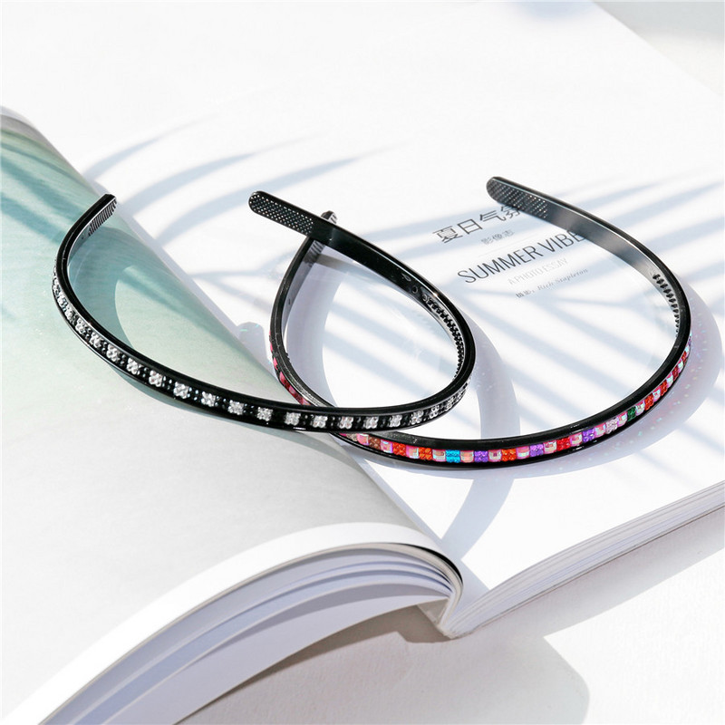 Bentițe de păr pentru femei, pieptene din plastic negru, bentițe pentru fete, strasuri pavate, ciupituri de modă pentru accesorii de păr, cerc pentru cap sport