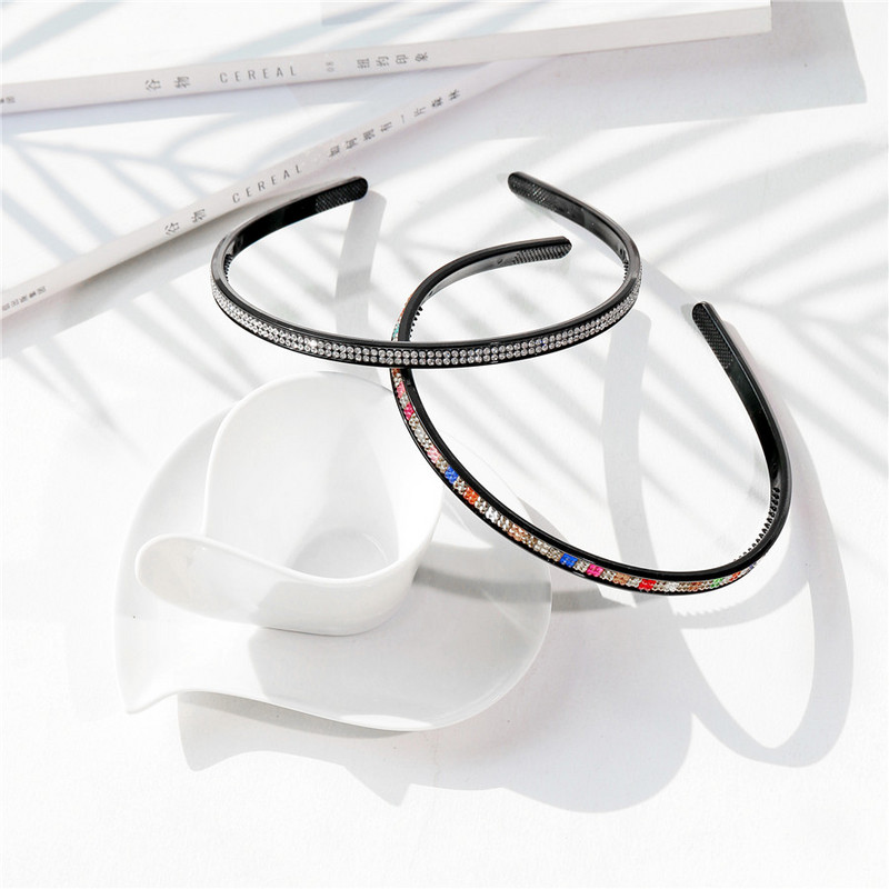 Bentițe de păr pentru femei, pieptene din plastic negru, bentițe pentru fete, strasuri pavate, ciupituri de modă pentru accesorii de păr, cerc pentru cap sport