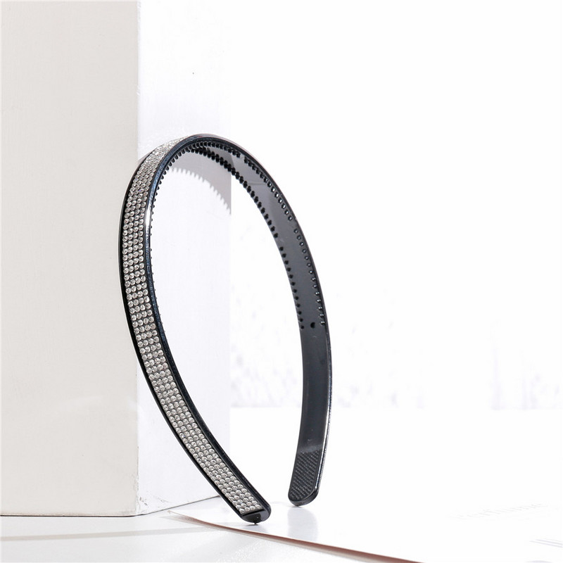 Bentițe de păr pentru femei, pieptene din plastic negru, bentițe pentru fete, strasuri pavate, ciupituri de modă pentru accesorii de păr, cerc pentru cap sport