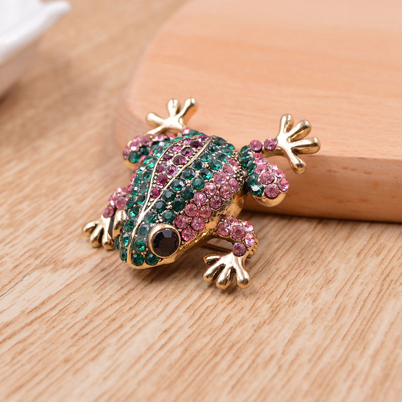 CINDY XIANG 3 culori alese broaște cu strasuri pentru femeie, stil de modă vintage cu animale, bijuterii drăguțe în stil carton vii